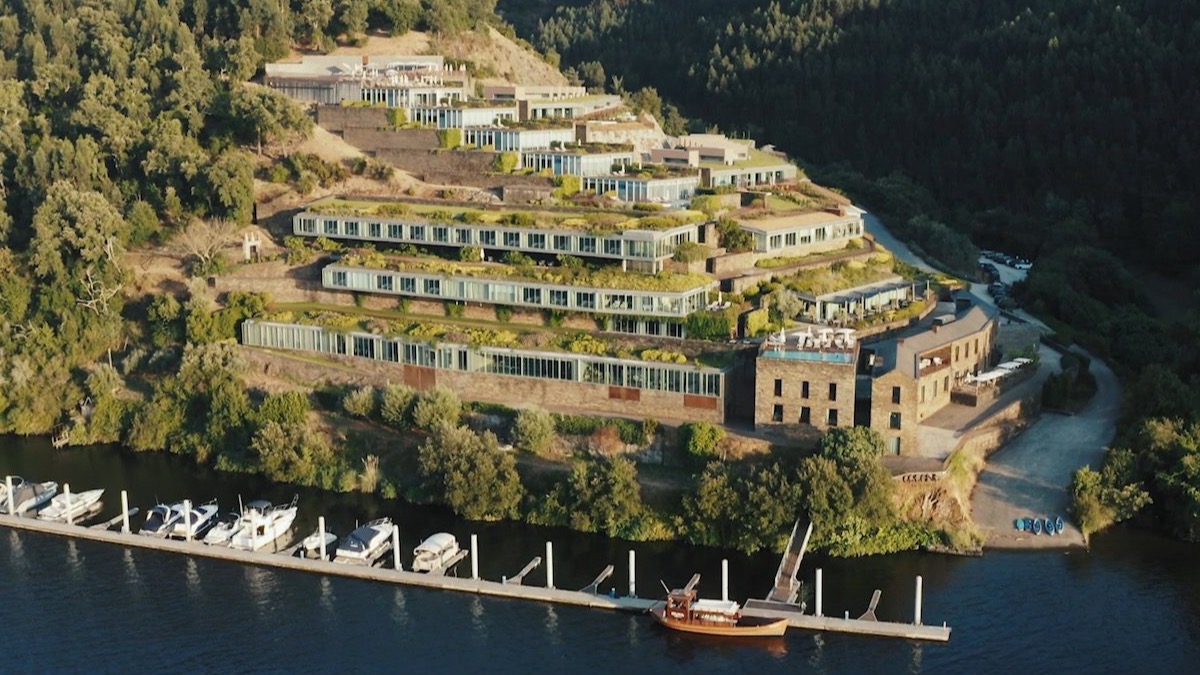 Octant Douro hotel built into the wooded hillside above the river